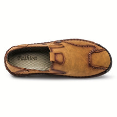 Men's Leather Loafer Shoes Comfy Stitch Detail Slip On Shoes