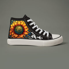 Flower Print Plush Lined Thermal Chunky Canvas Sneakers