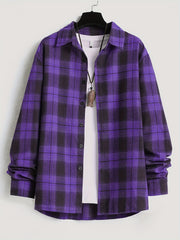 Men's Plaid Long Sleeve Shirt for Spring Autumn