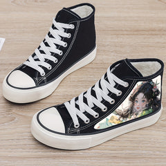Anime Girl Print Plush Lined Chunky Canvas Sneakers
