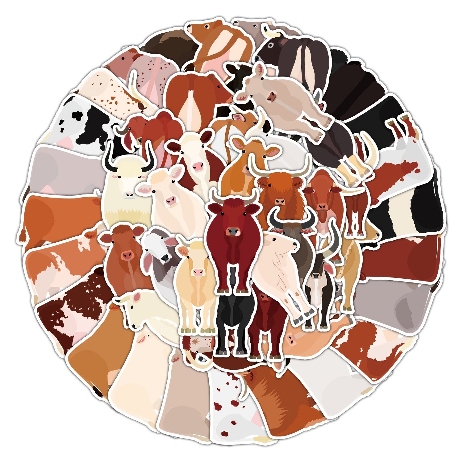 50pcs Cow Stickers for Fridge Laptop, Vinyl Waterproof Decal