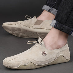 CLOHOO Men's Slip On Shoes Khaki Grey
