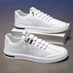 Men's Leather Skate Shoes Good Traction Lace up Sneakers
