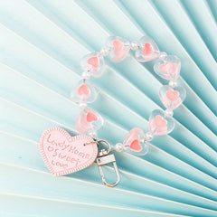 Y2K Heart Shape Beads Keychain Pendant Car Ornament Bag Accessories