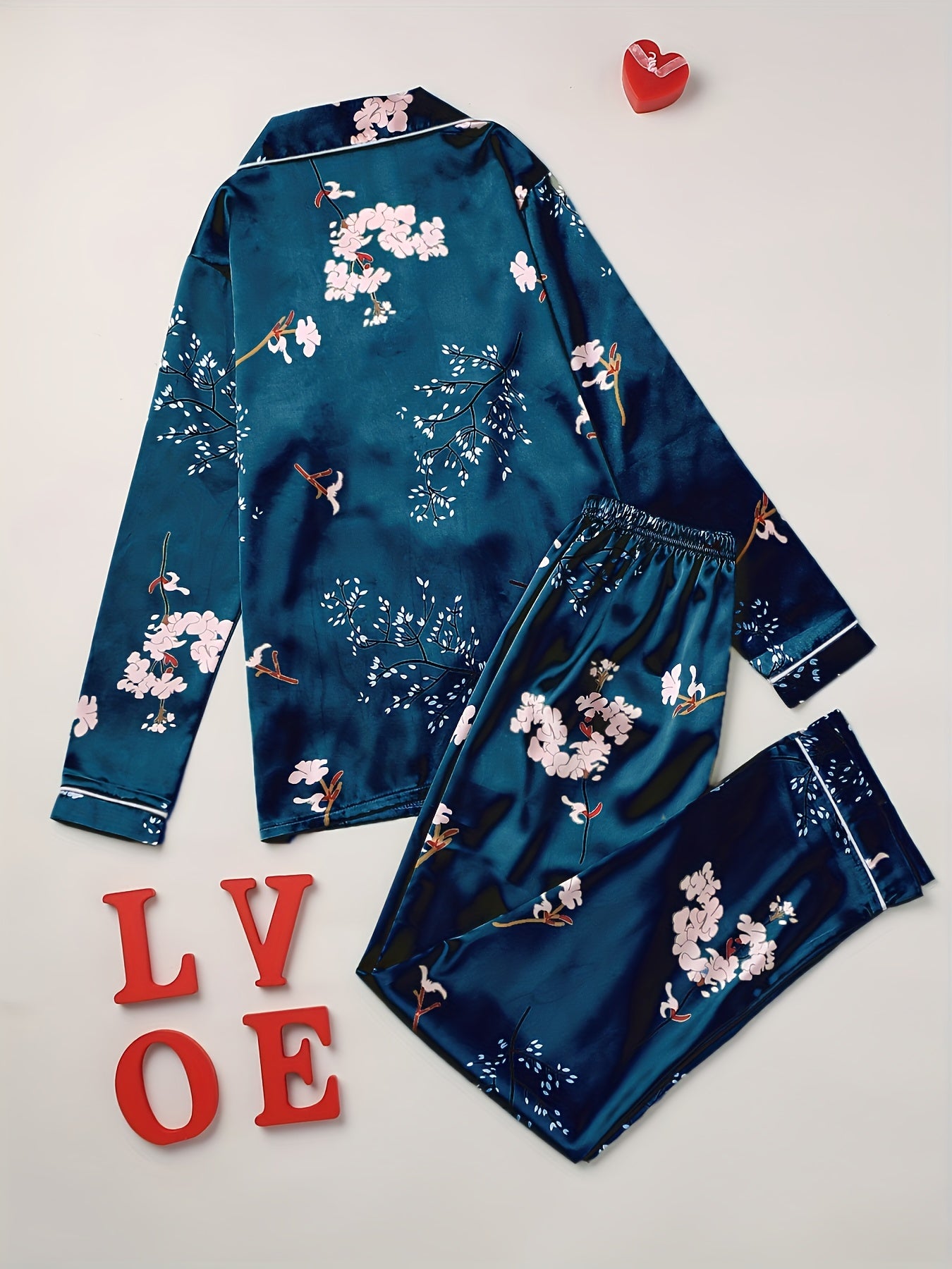 Floral Print Pajamas Set Long Sleeve Top & Pants
