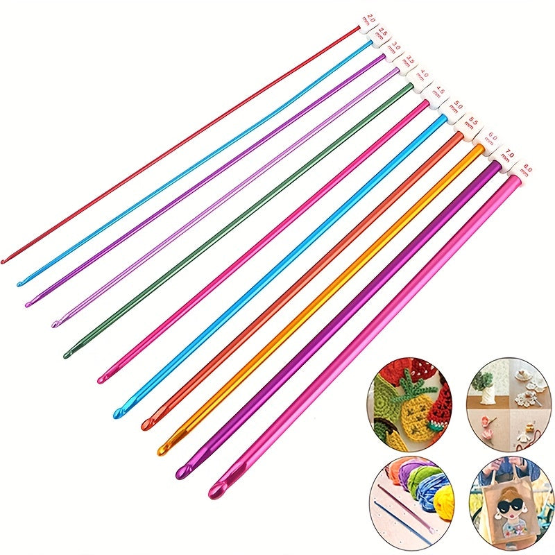 11pcs Colorful Aluminum Crochet Hooks Knitting Needles Set for Knitter