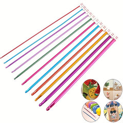 11pcs Colorful Aluminum Crochet Hooks Knitting Needles Set for Knitter