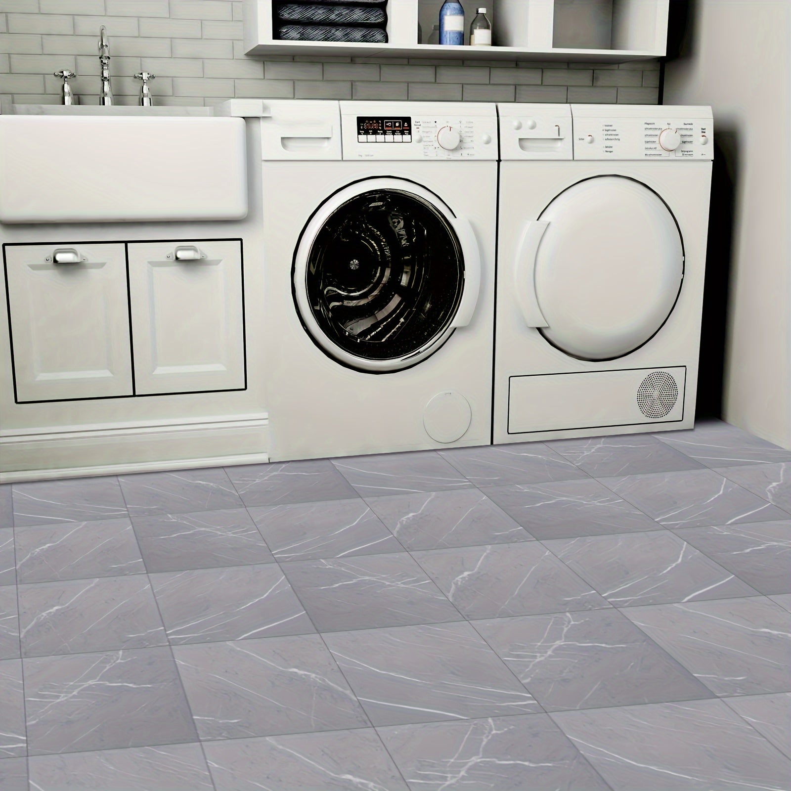10pcs Peel & Stick Waterproof Floor Tiles for Kitchen Bathroom Living Room