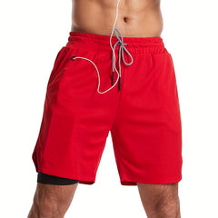 Men's Loose Solid Shorts w/ Pockets Active Drawstring Shorts