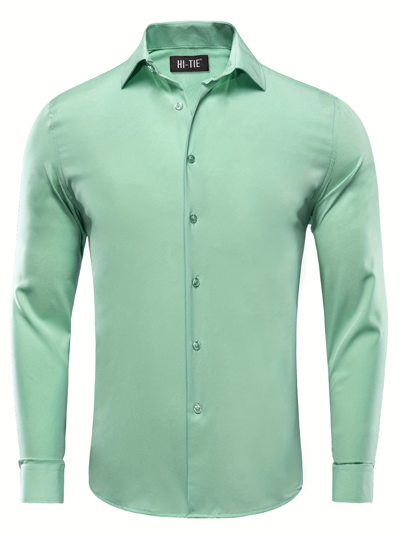 Men's Solid Casual Lapel Crew Shirt Long Sleeve Shirt