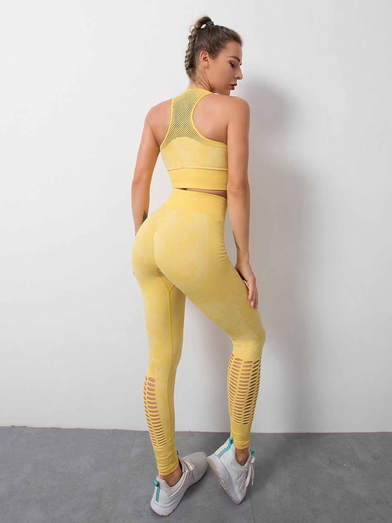 Women's Seamless Tank Top & High Waist Trousers Tracksuit Sports Fitness Set