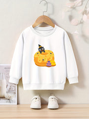 OERYUI Kids Halloween Cake Graphic Sweatshirt Comfy Pullover