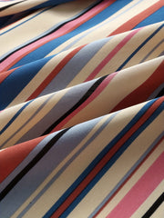Vertical Striped Lapel Short Sleeve Button Up Shirt for Men