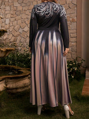 Romantic Abaya Dress Women's Plus Graphic Print Long Sleeve