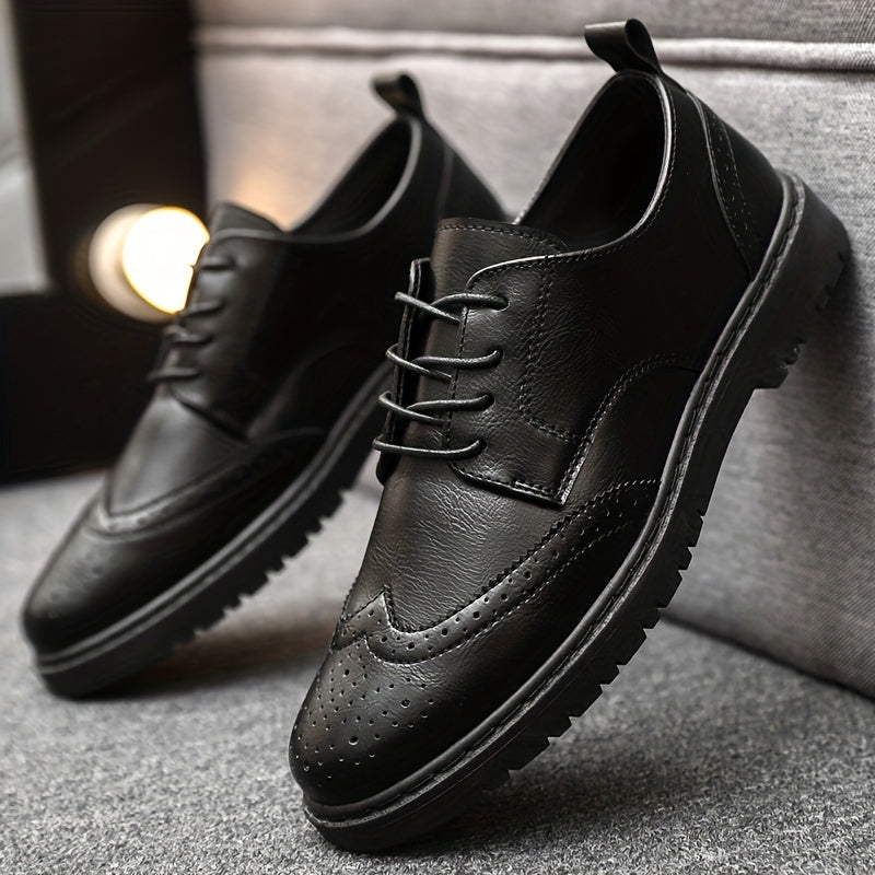 Men's Brogue Wingtip Derby Dress Shoes Lace-up Formal Business Events