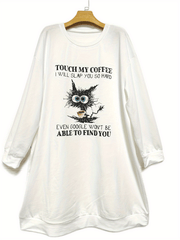 Women's Cute Cat Print Sweatshirt Dress