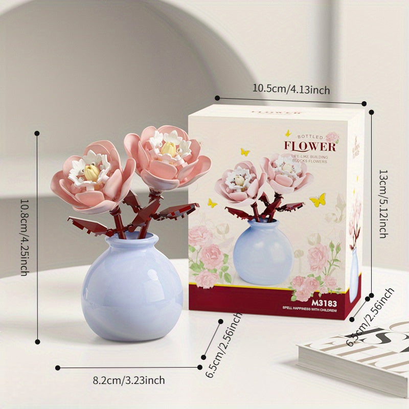 Building Block Flower Arrangement with Vase - Home Furnishing Toy Ornament