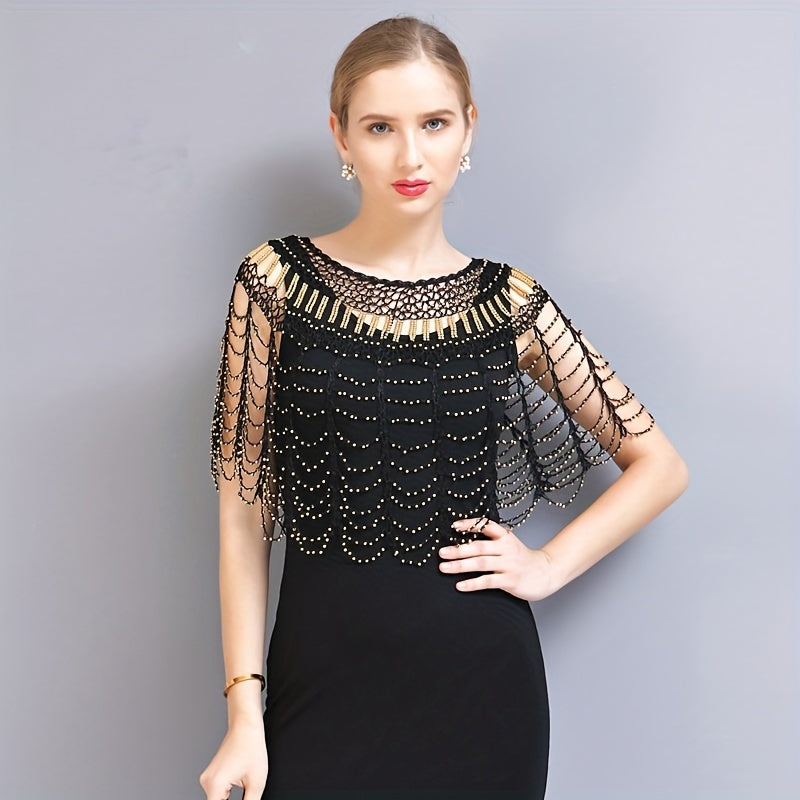 1920s Vintage Beaded Tassel Fishtail Wrap