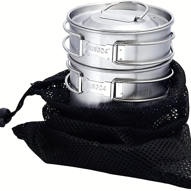 Stainless Steel Water Cup Folding Handle Coffee Mug Outdoor Camping Cookware Pot