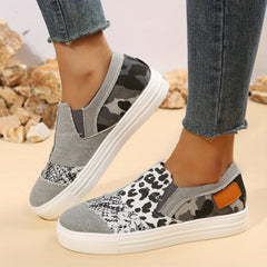 Colorblock Canvas Lace Up Flat Sneakers for Women