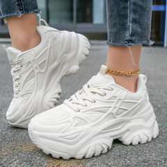 Women's Breathable Mesh Platform Sneakers Lace Up Outdoor Shoes