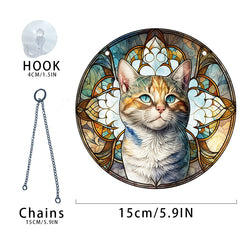 Christmas Cat Acrylic Glass Decorations Green Eyes Party Supplies