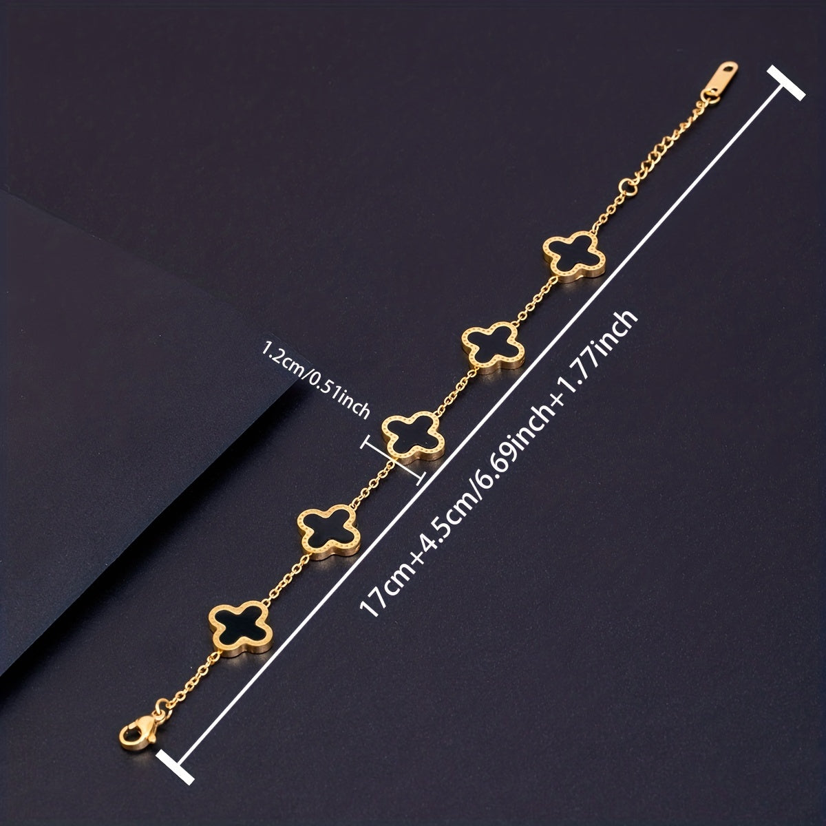 Lucky Clover Flower Pendant Necklace Gold Stainless Steel Adjustable Chain