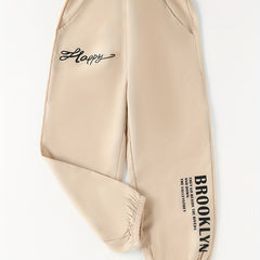 Boys Casual Letter Graphic Rubber Band Footed Pants