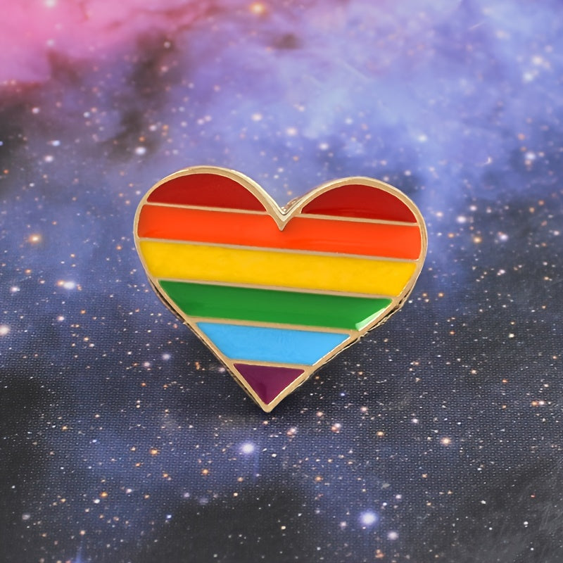 Rainbow Heart Pin Mini Metal Accessory for Clothes