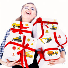 6 Sheets Excavator Theme Face Changing Stickers