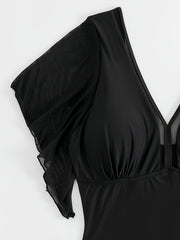 Swimsuit Women's Butterfly V-Neck One Piece Bathing Suit