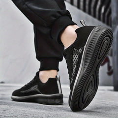 Men's Breathable Lace Up Knitted Sneakers Casual Outdoor Walking Shoes