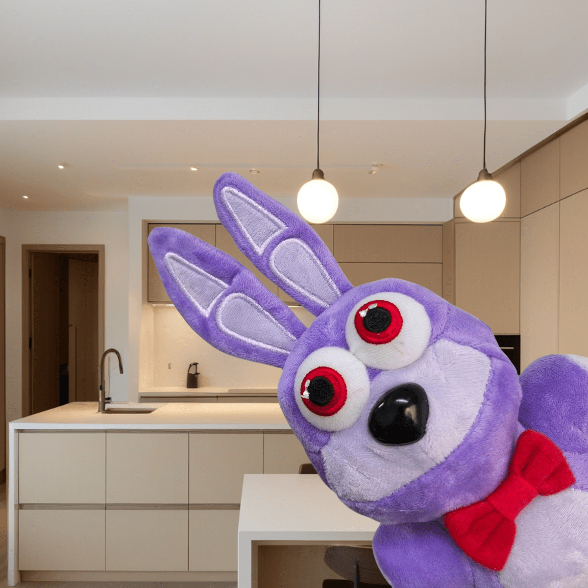 Plush Rabbit Toy Red Bow Tie Soft Purple Stuffed Animal Perfect Home Decor