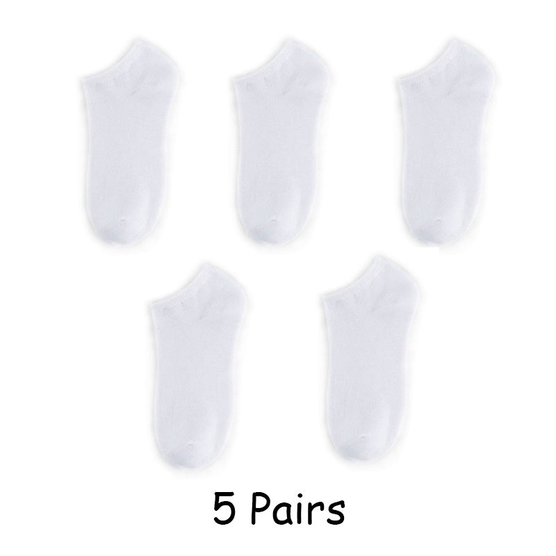 5 Pairs Solid Short Socks Women's Ankle Sports Stockings