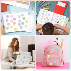 500pcs Pastel Smile Face Sticker Roll - Colorful Reward Labels