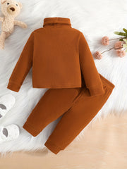 Baby Girls Turtleneck Top Trousers Set Toddler Kids Causal 2ps Outfit