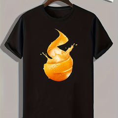 Men's Orange Pattern Print Slim Fit T-shirt
