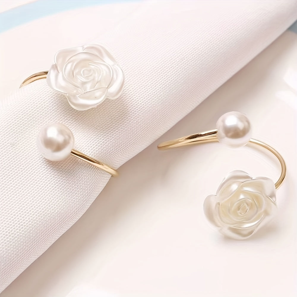 Pearl Napkin Rings Set for Wedding Thanksgiving Easter