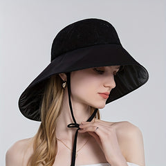 Wide Brim Fisherman Hat Lace Embroidery Sunshade Travel Beach Hats