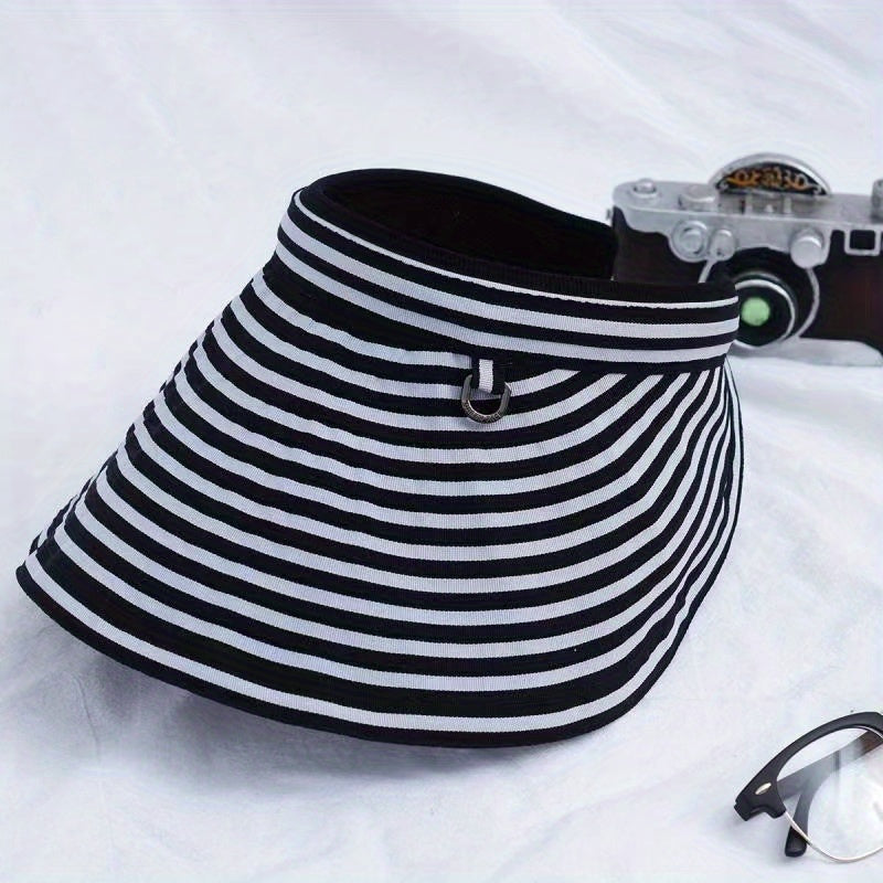 Striped Foldable Visor Hat Sun Protection Women