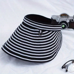 Striped Foldable Visor Hat Sun Protection Women