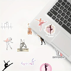 50pcs Ballet Waterproof Stickers for Water Bottle Phone Laptop