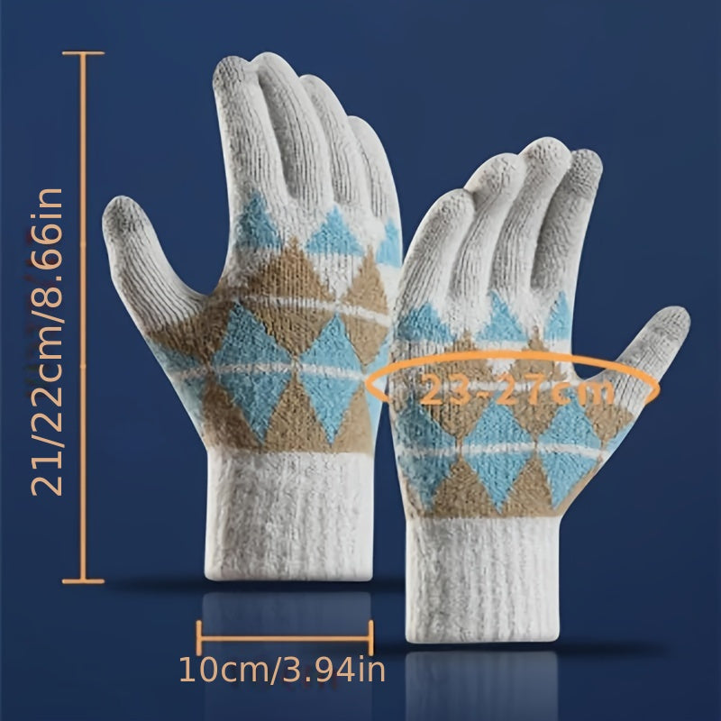 Winter Thickened Warm Plush Gloves Touch Screen Knitted Gloves