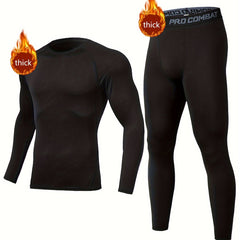 Men's Fleece Compression Shirt & Leggings Set for Fitness