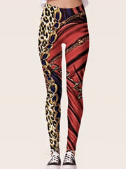 Stretchy Allover Print Skinny Leggings Women's Casual