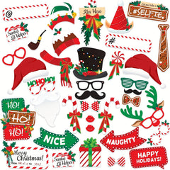 Christmas Photo Booth Props 50pcs Party Supplies Holiday Decoration Set