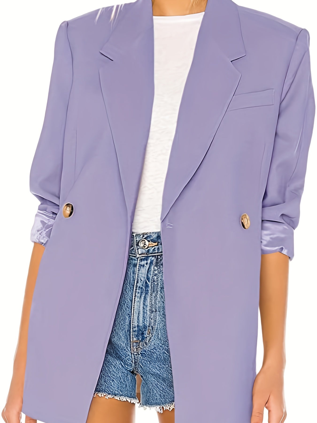 Button Front Blazer Casual Long Sleeve Work Office Women's Clothing