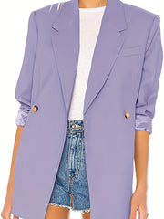 Button Front Blazer Casual Long Sleeve Work Office Women's Clothing