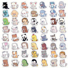 60pcs Animals PVC Sticker Packs for Kids Laptop Luggage Bike Notebook Decoration