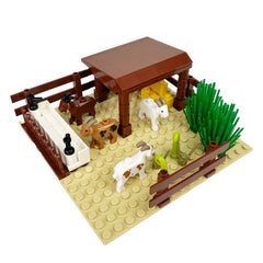 Farm Sheepfold Lamb Goat Tree House Scene Building Blocks Set